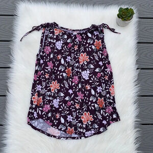 Loft floral printed tie sleeve tank top